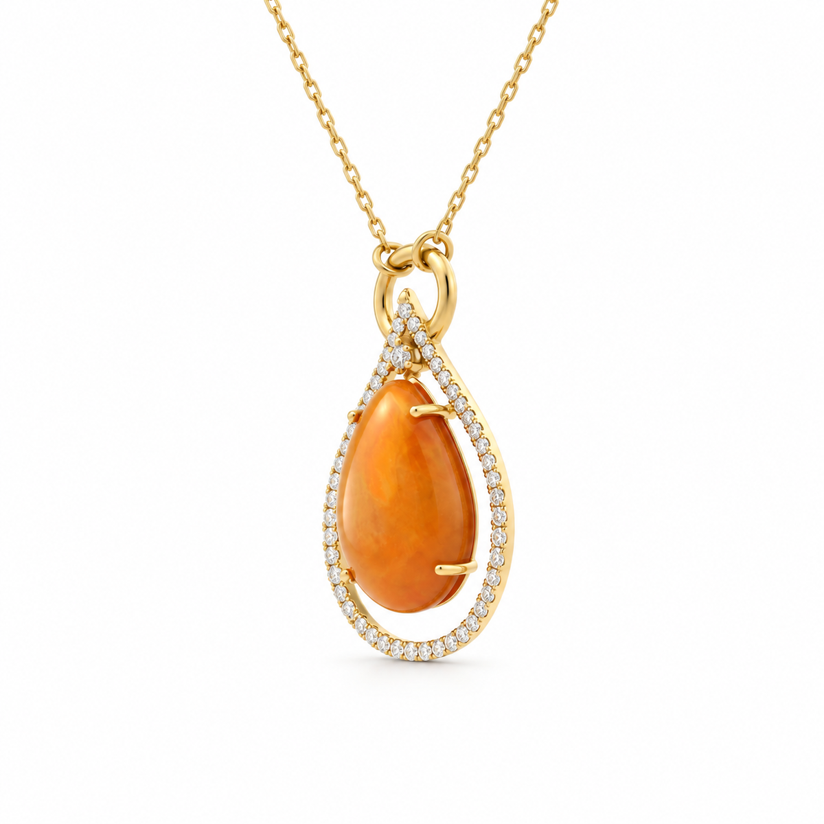 Honey Flame Opal Necklace