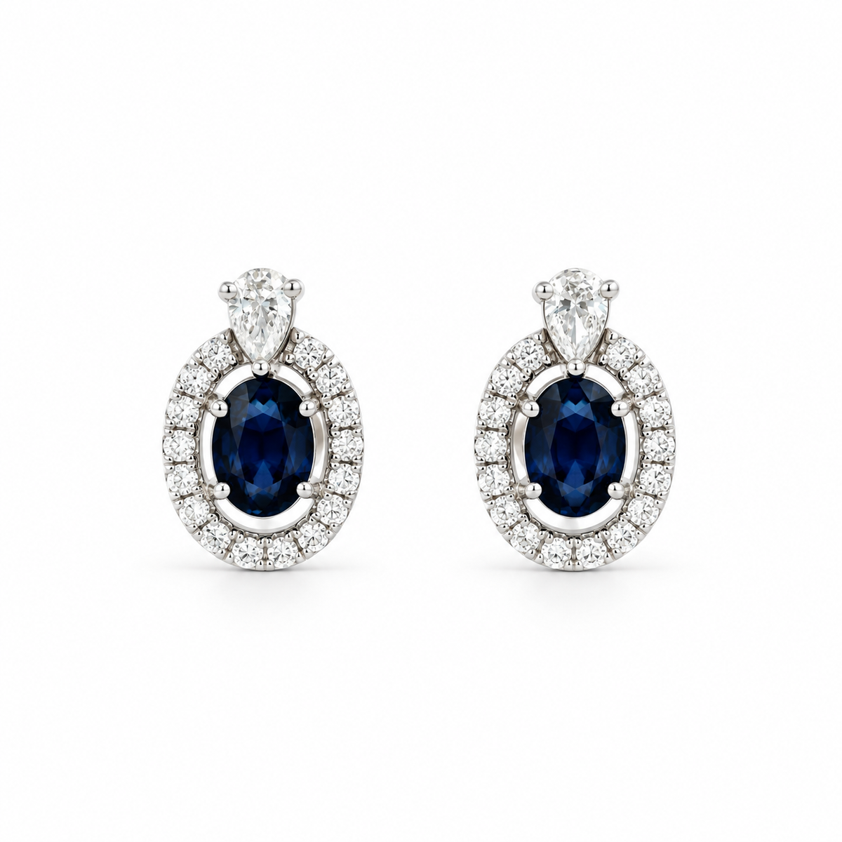 Sapphire and Diamond Halo Stud Earrings