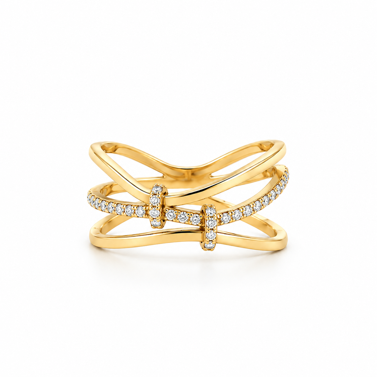 Asymmetrical Atomic Diamond Ring