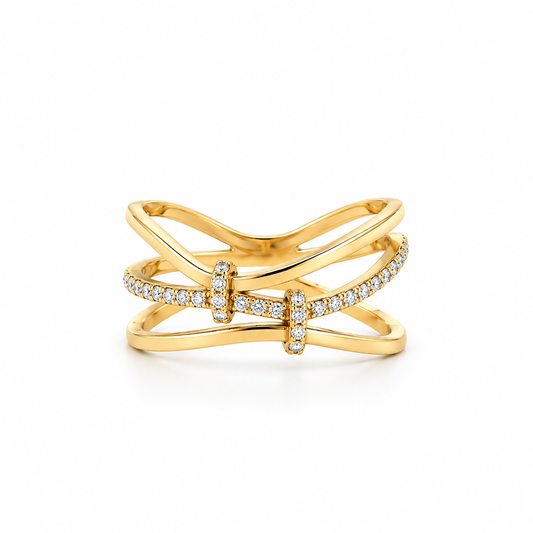 Asymmetrical Atomic Diamond Ring