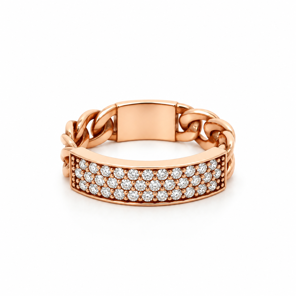 Pavé Diamond Chain-Link Ring