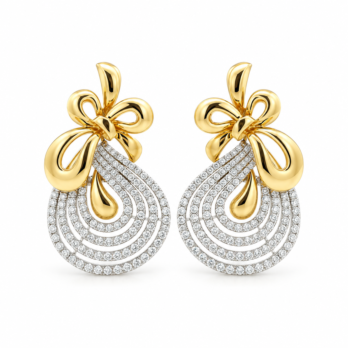 Bow Diamond Drop Earrings