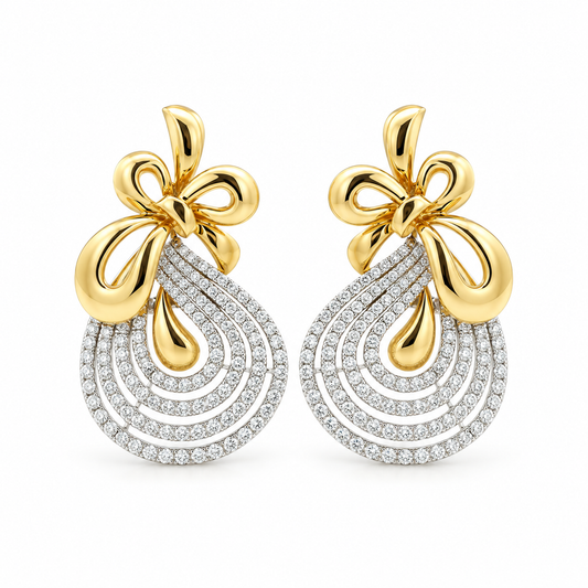 Bow Diamond Drop Earrings