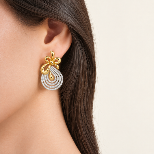 Bow Diamond Drop Earrings