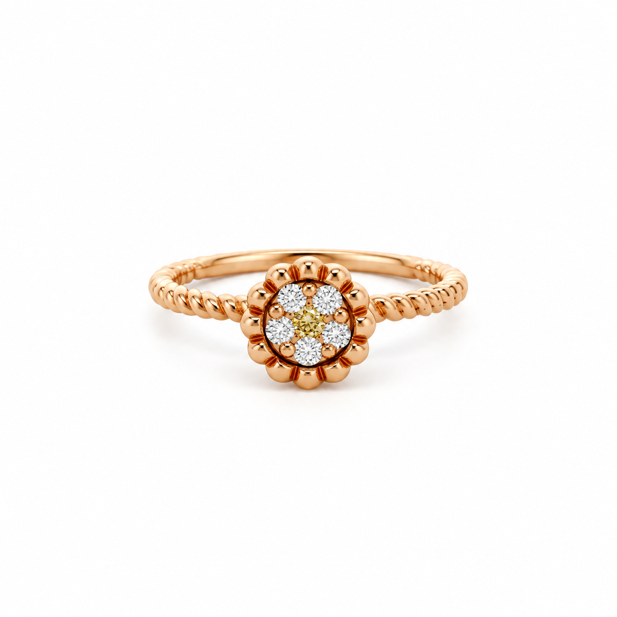Dainty Floral Diamond Ring