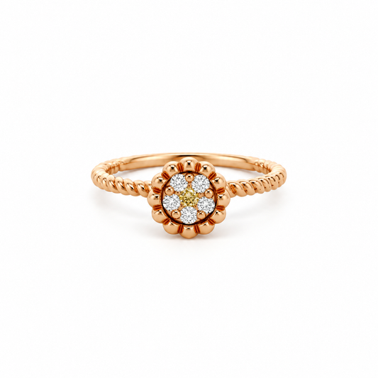 Dainty Floral Diamond Ring