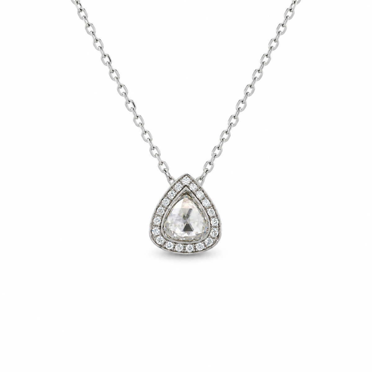Rose-cut Halo Diamond Necklace