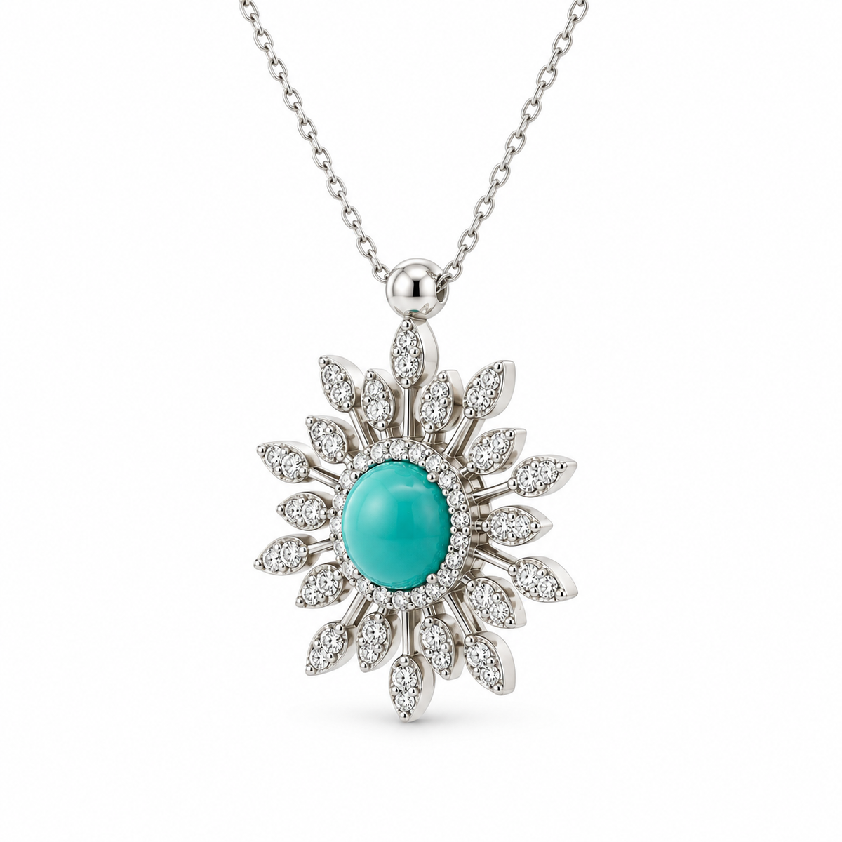 Turquoise Radiant Diamond Necklace