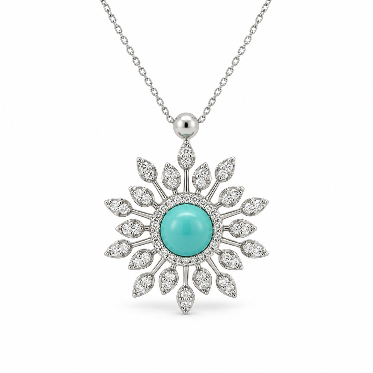 Turquoise Radiant Diamond Necklace