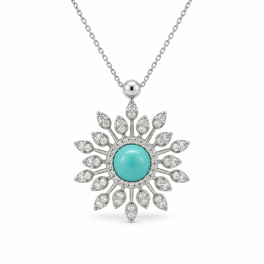 Turquoise Radiant Diamond Necklace