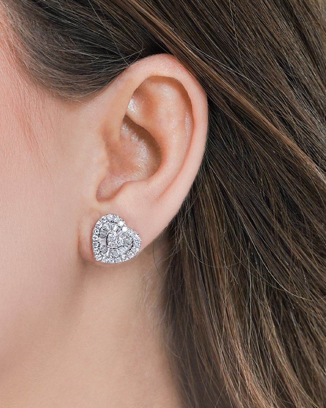 Heart Diamond Cluster Earrings