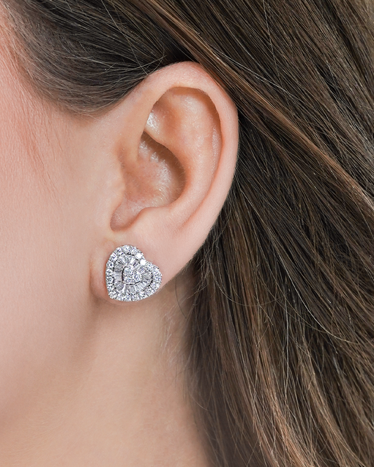 Heart Diamond Cluster Earrings