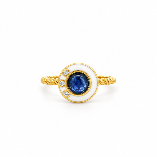 Cabochon Sapphire Medallion Diamond Ring