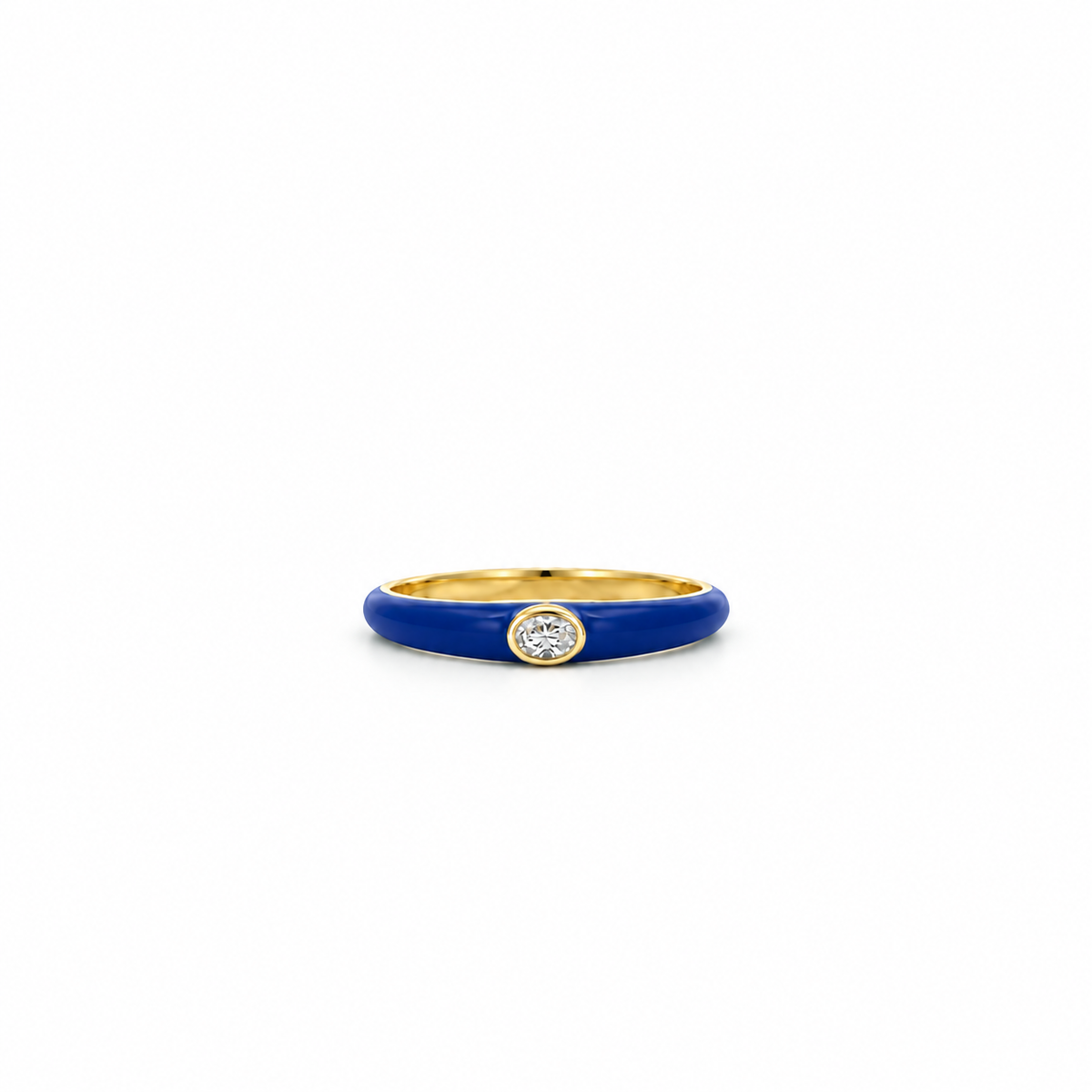 Enamel Oval Diamond Ring