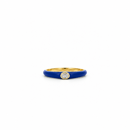 Enamel Oval Diamond Ring