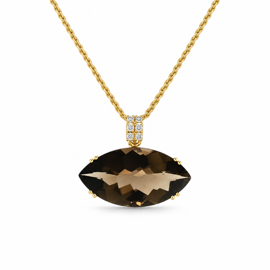 Smokey Quartz Eye Diamond Necklace