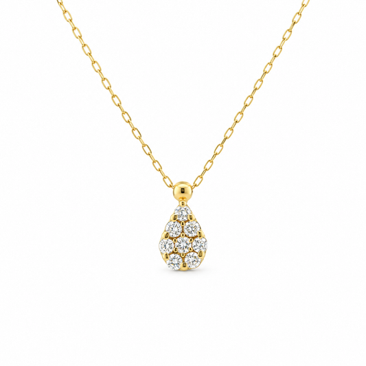 Teardrop Cluster Diamond Necklace