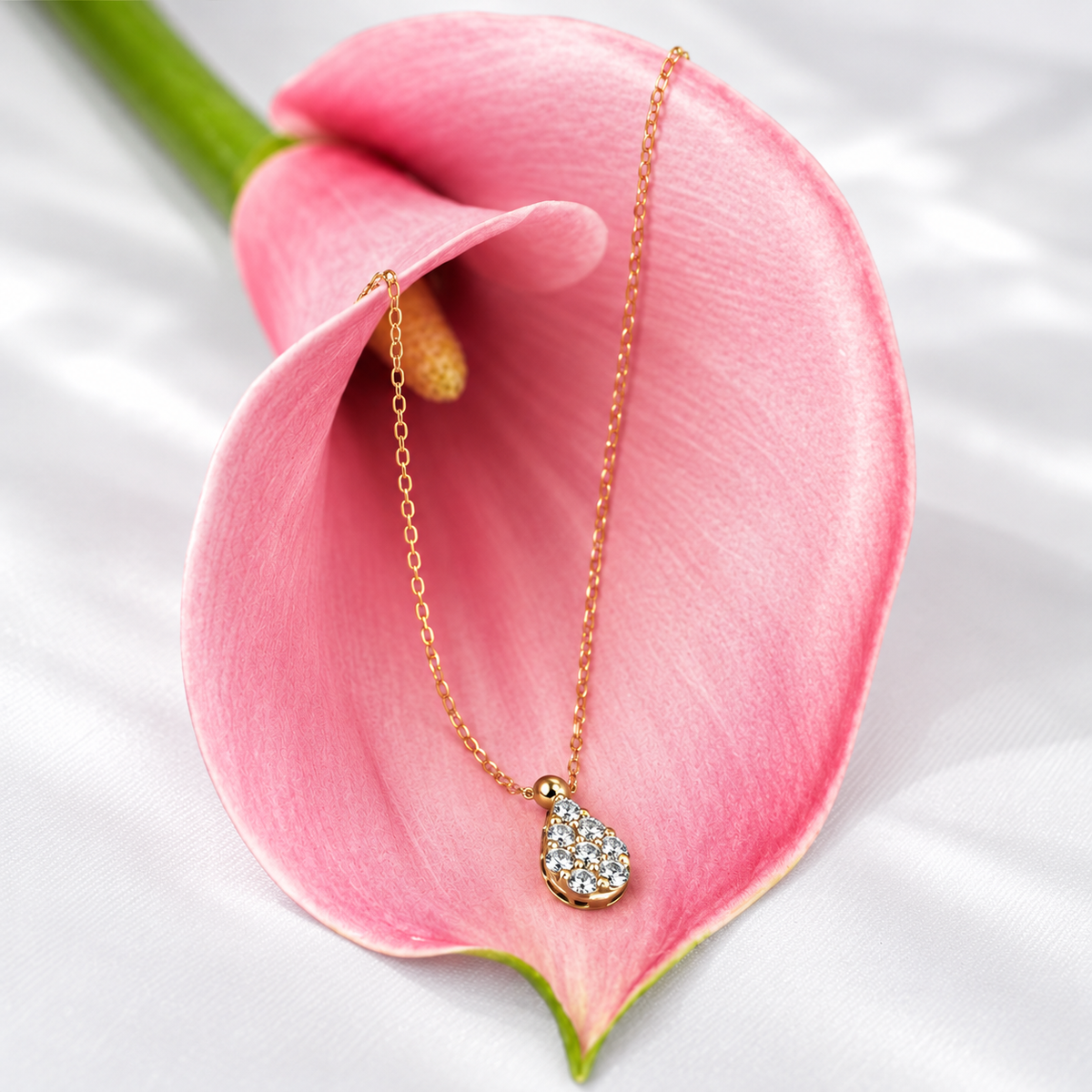 Teardrop Cluster Diamond Necklace