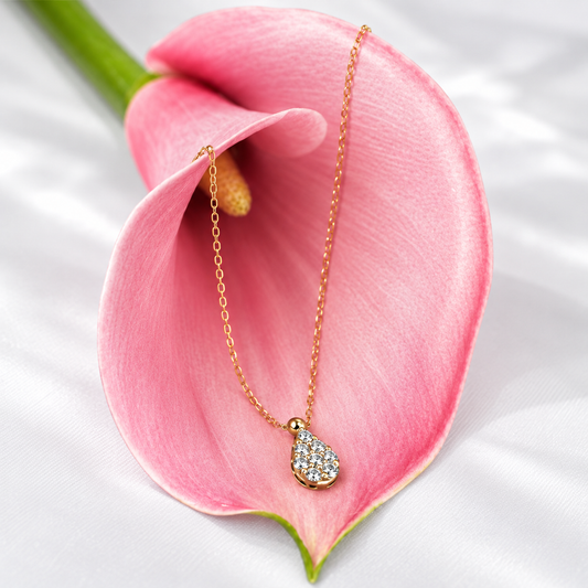 Teardrop Cluster Diamond Necklace