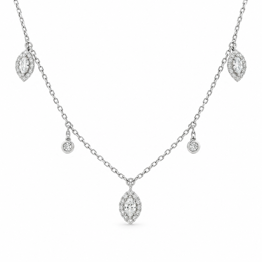 Marquise Drop Diamond Station Necklace