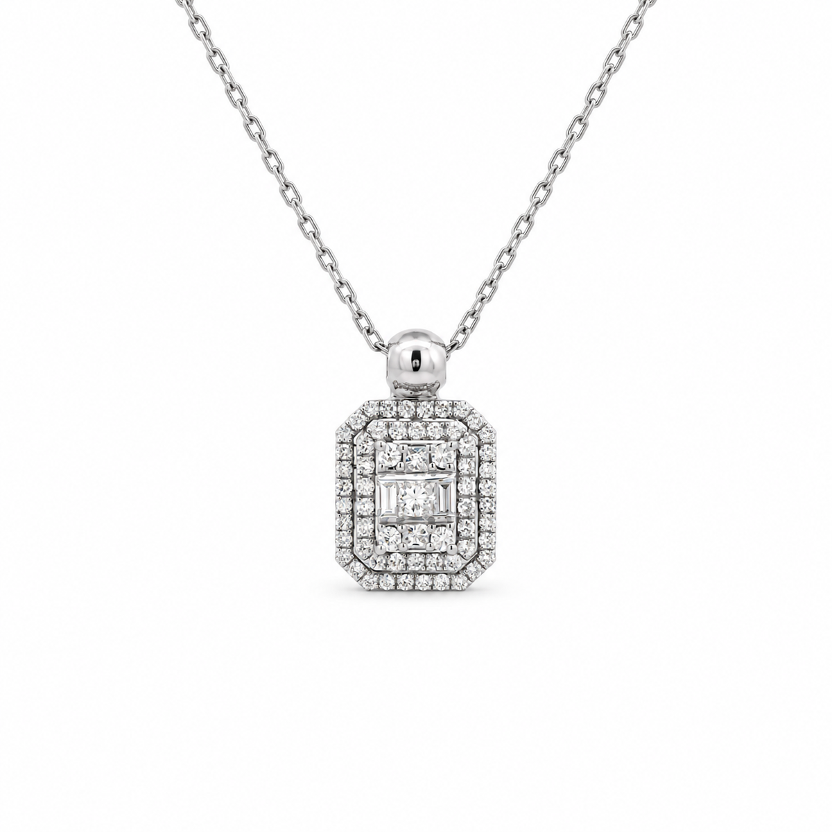 Octagonal Diamond Halo Necklace