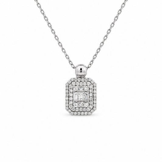 Octagonal Diamond Halo Necklace