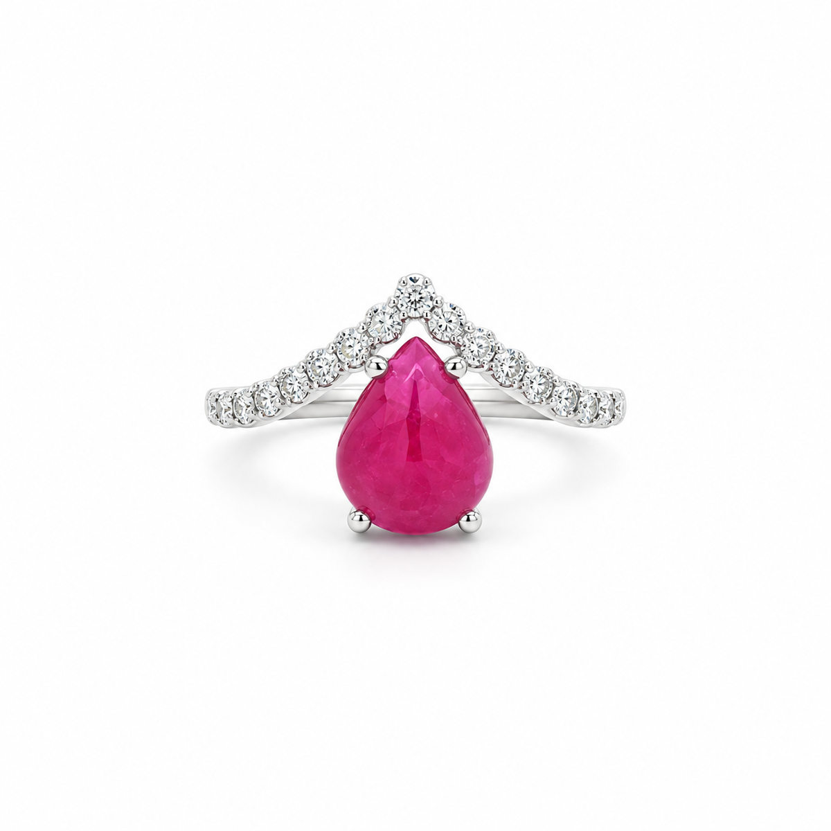 Ruby Cabochon Chevron Diamond Ring