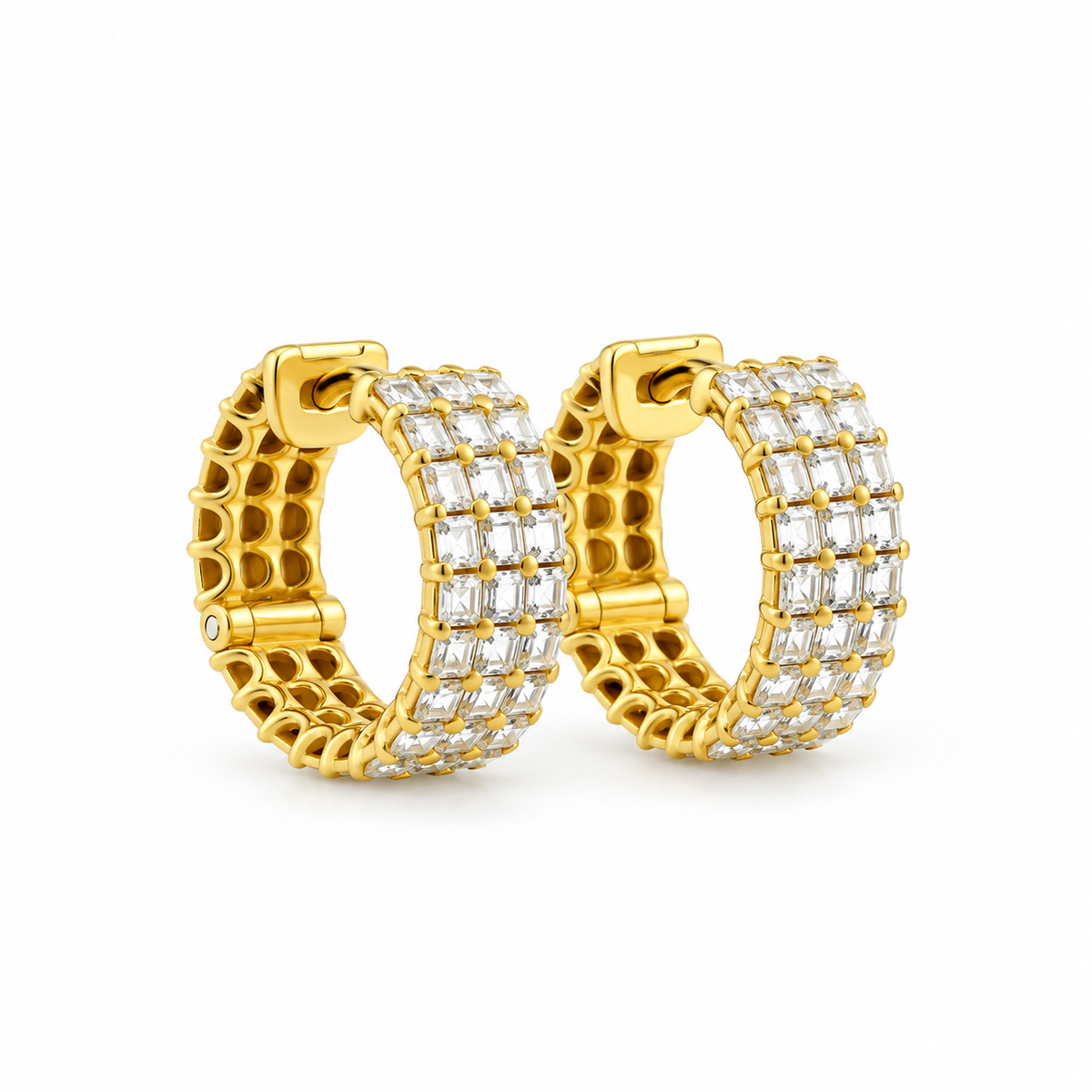 Princess Diamond Hoop Earrings