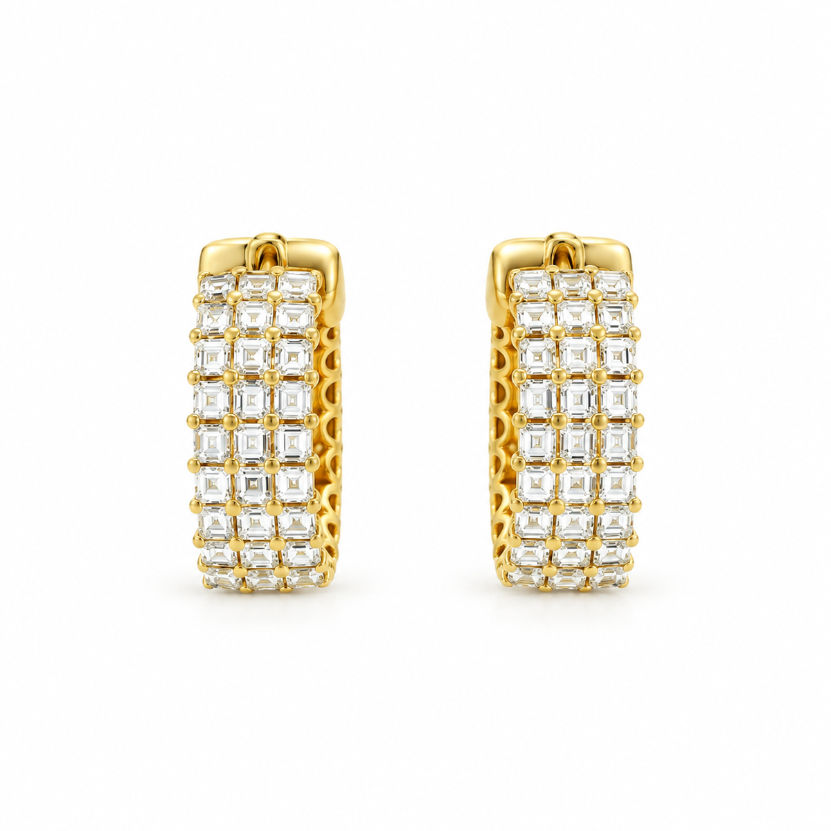Princess Diamond Hoop Earrings