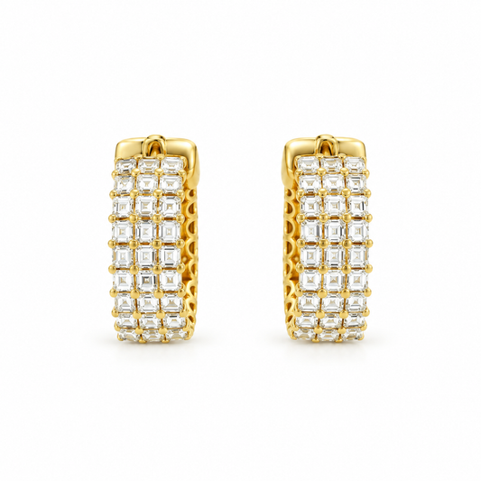 Princess Diamond Hoop Earrings