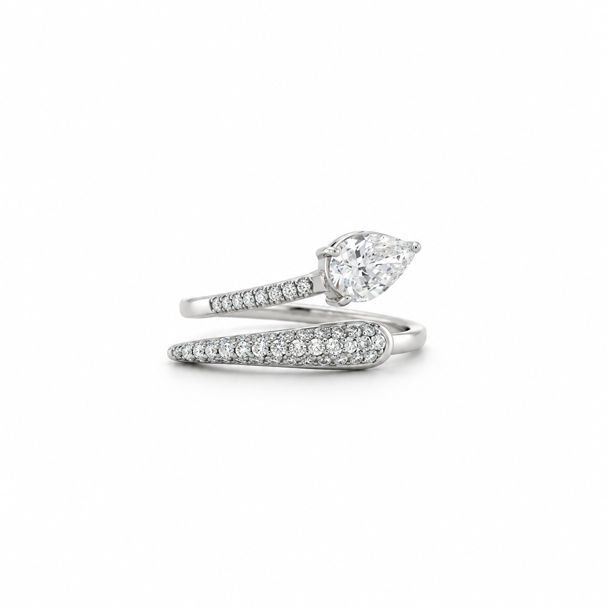 Pear Diamond Serpent Wrap Ring