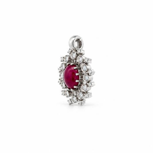 Ruby Sunburst Diamond Pendant