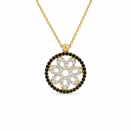 Diamond Floral Framed Necklace