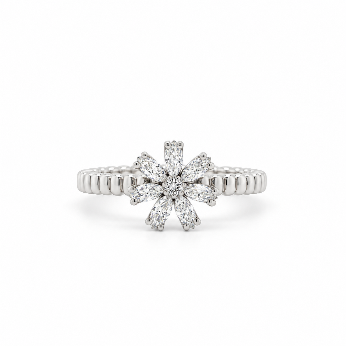Diamond Floral Cluster Ring