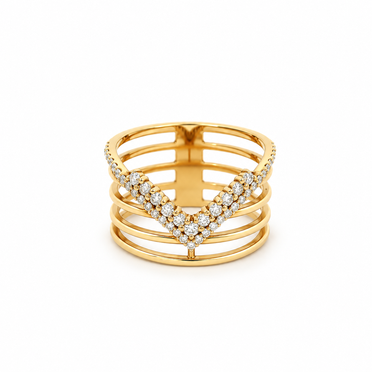 Chevron Multi-row Diamond Ring