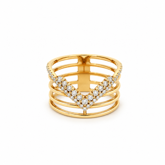 Chevron Multi-row Diamond Ring