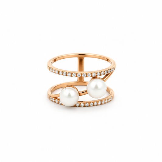 Pearl Tiered Diamond Ring