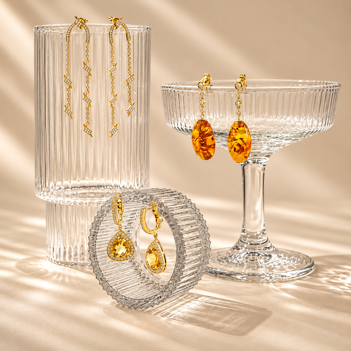 Amber Drop Diamond Earrings