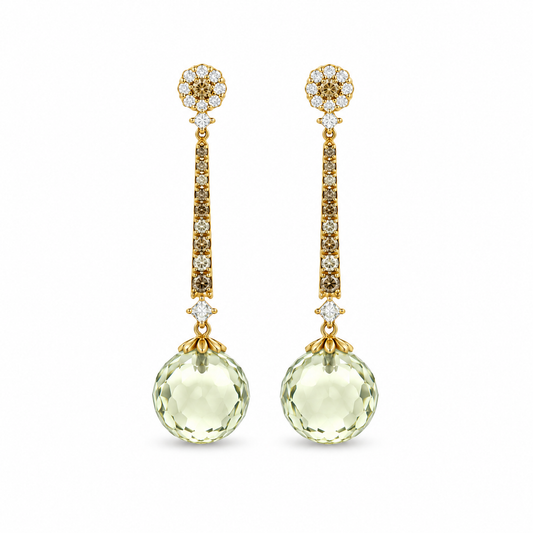 Faceted Lemon Quartz Sphere Drop Earrings