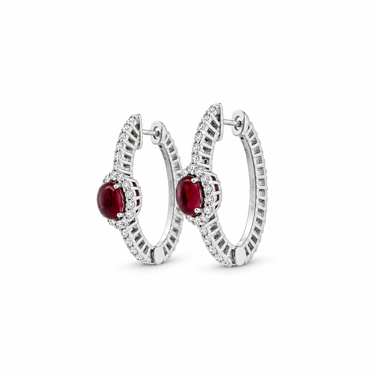Ruby Halo Hoop Diamond Earrings