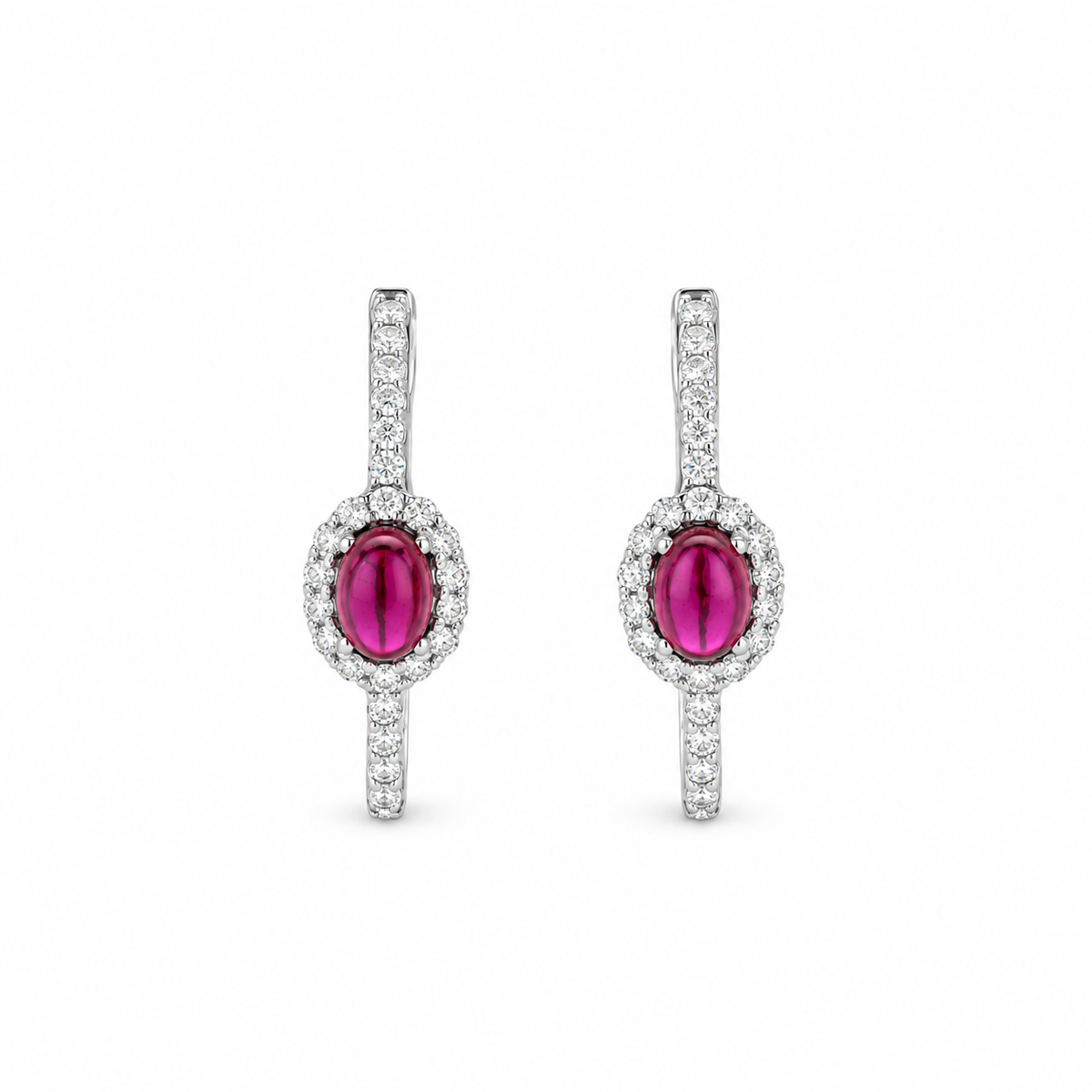 Ruby Halo Hoop Diamond Earrings