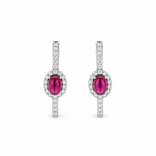 Ruby Halo Hoop Diamond Earrings