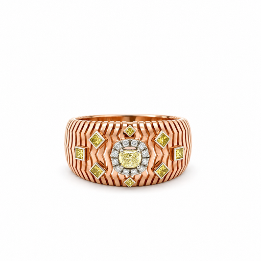 Chevron Diamond Halo Ring