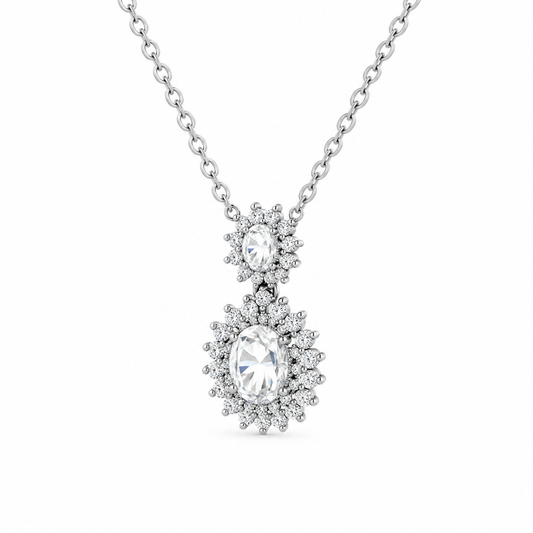 Sapphire Double Halo Diamond Necklace