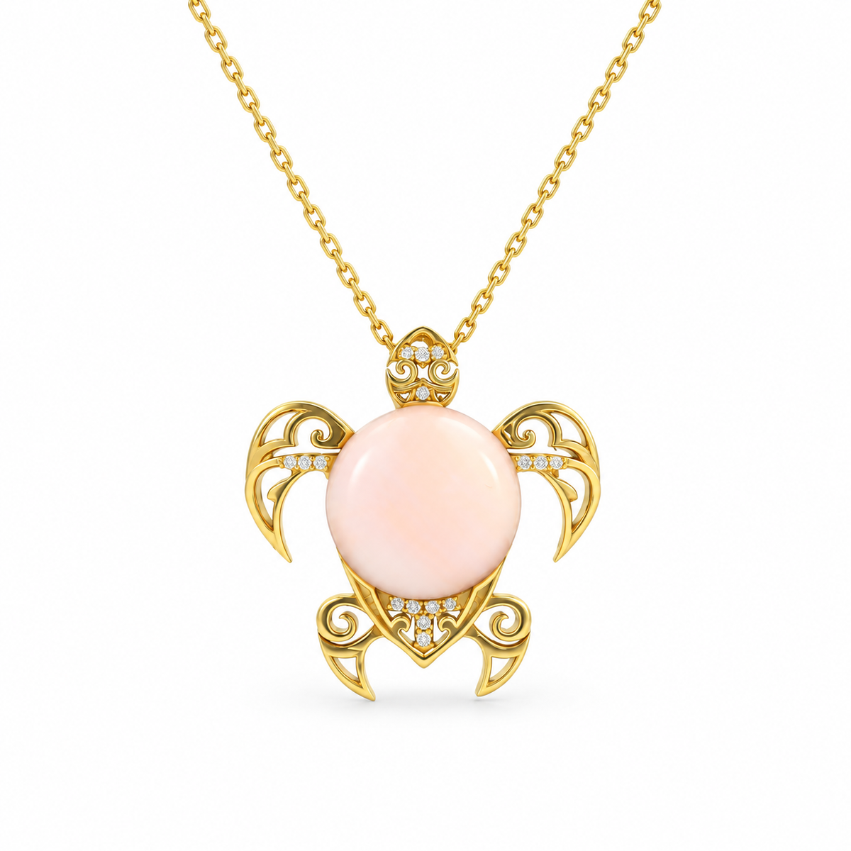 Tribal Quartz Turtle Diamond Necklace