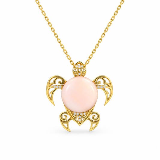 Tribal Quartz Turtle Diamond Necklace