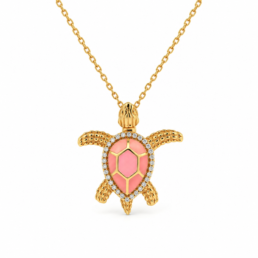 Enamel Turtle Diamond Necklace