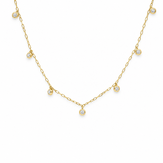 Bezel Diamond Dangle Necklace