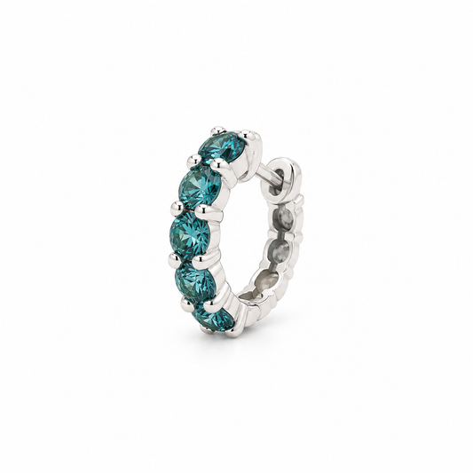Blue Diamond Hoop Earring