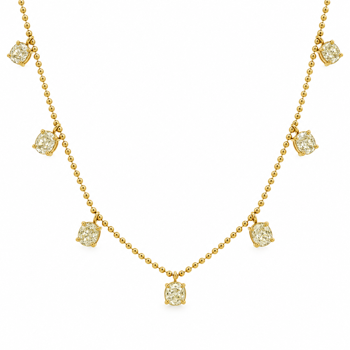Oval Diamond Drop Station Necklace
